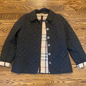 Burberry Size Large Quilted Black Coat